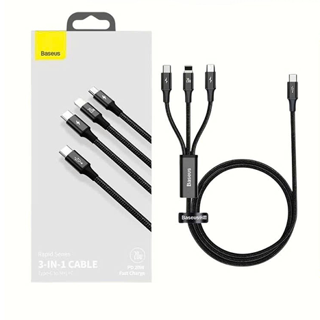 Cáp sạc 3 Trong 1 Baseus Type-C sang M + L + C PD 20W